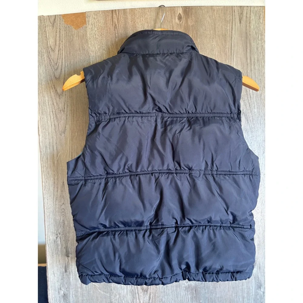 Gap Kids Boys Navy Blue Puffer Vest Quilted Full Zip Fleece Collar Size L 10